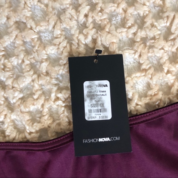 FASHION NOVA | RASPBERRY PURPLE VELOUR BODYSUIT - Picture 6 of 8